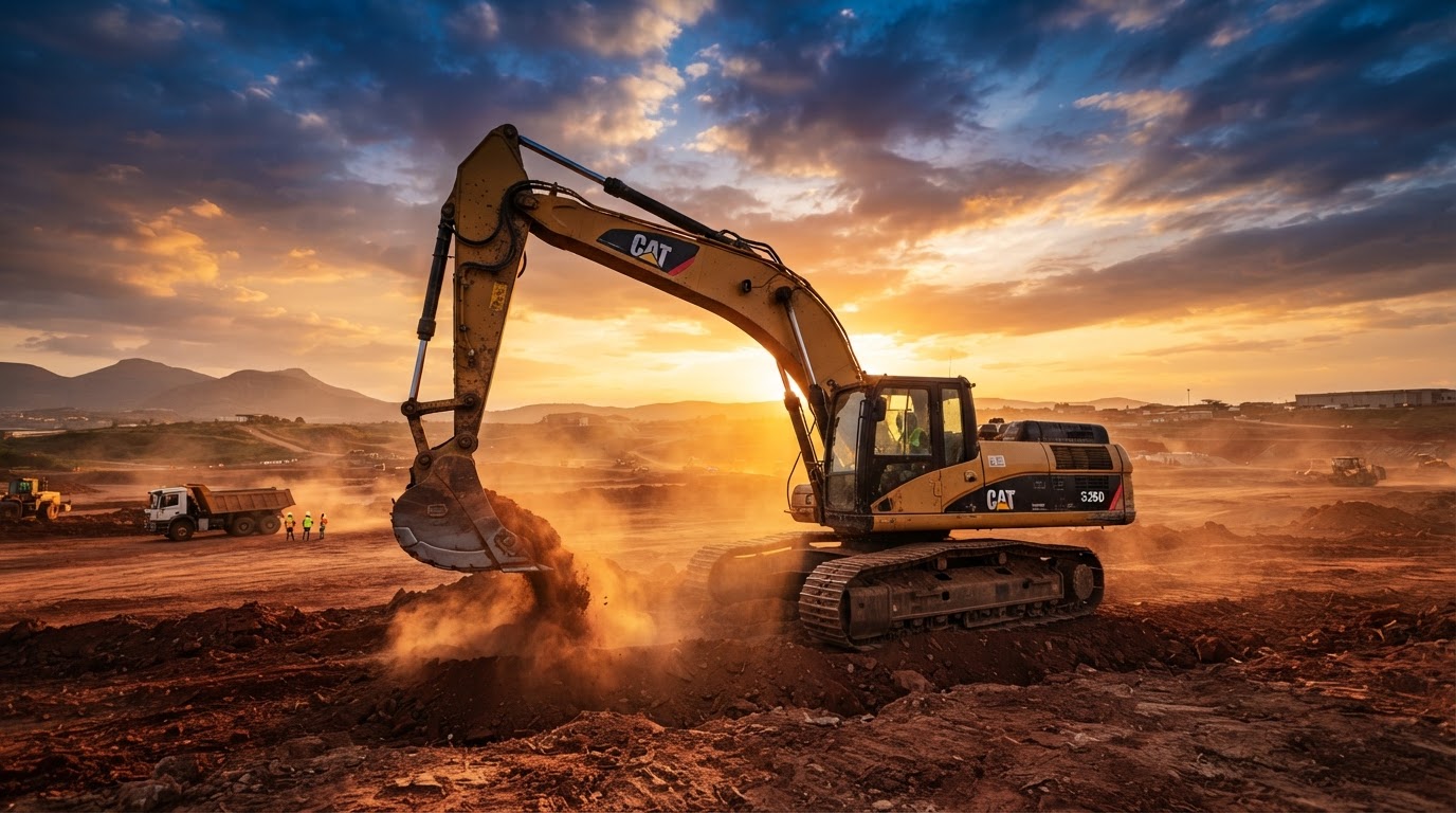 Heavy construction equipment on site