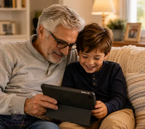 A grandparent and child returning to a favourite story together