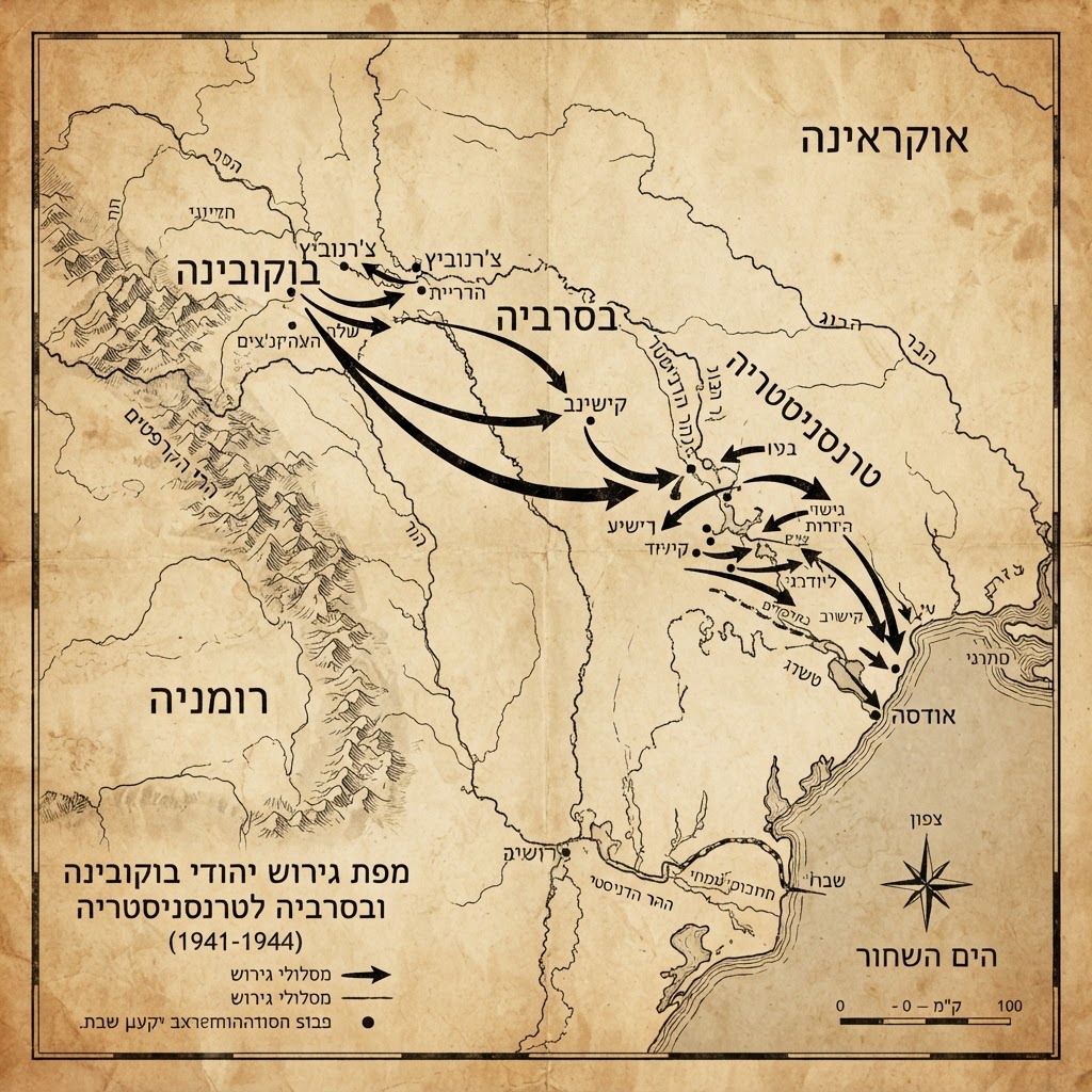 מפת מסלול הגירוש לטרנסניסטריה