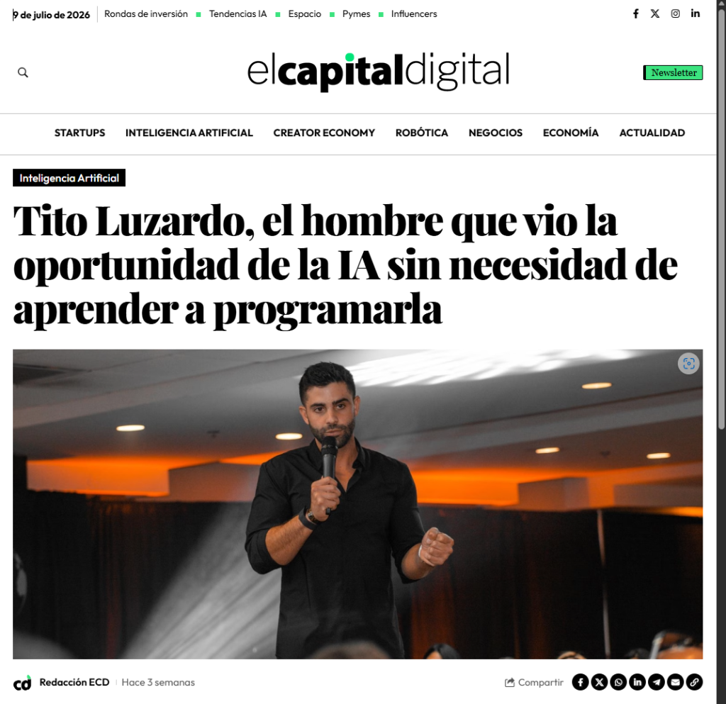 Artículo sobre Tito Luzardo en El Capital Digital