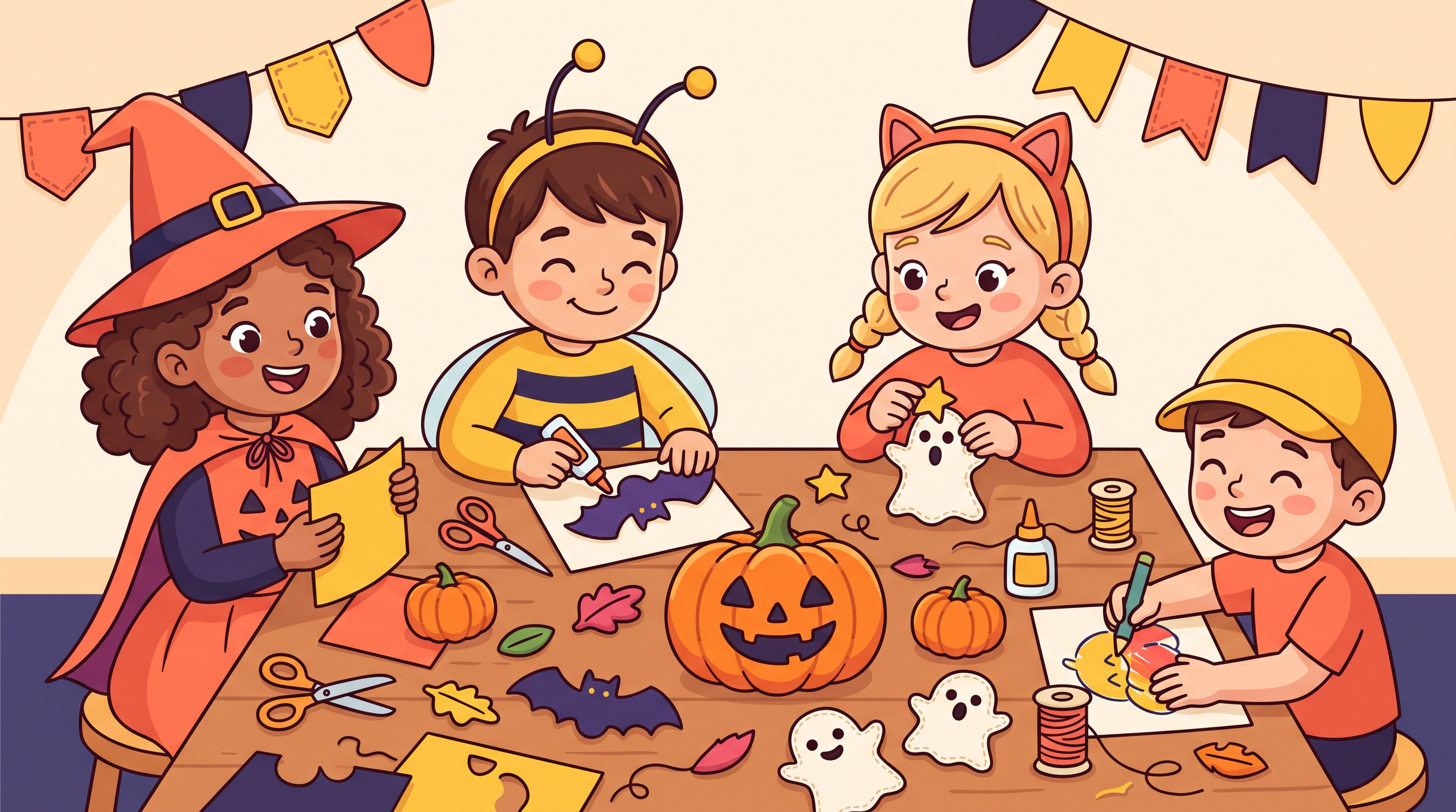 Illustration Halloween et automne du camp créatif Hello & Hola Club