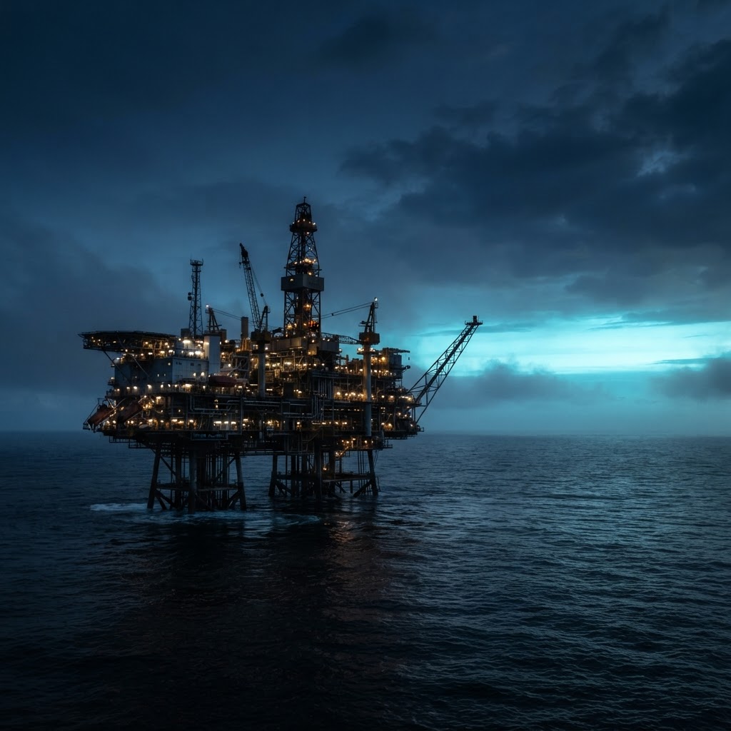 Offshore platform at dusk