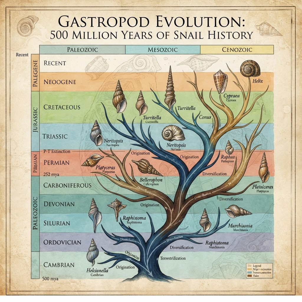 Gastropod fossils: 500 million years of snail evolution