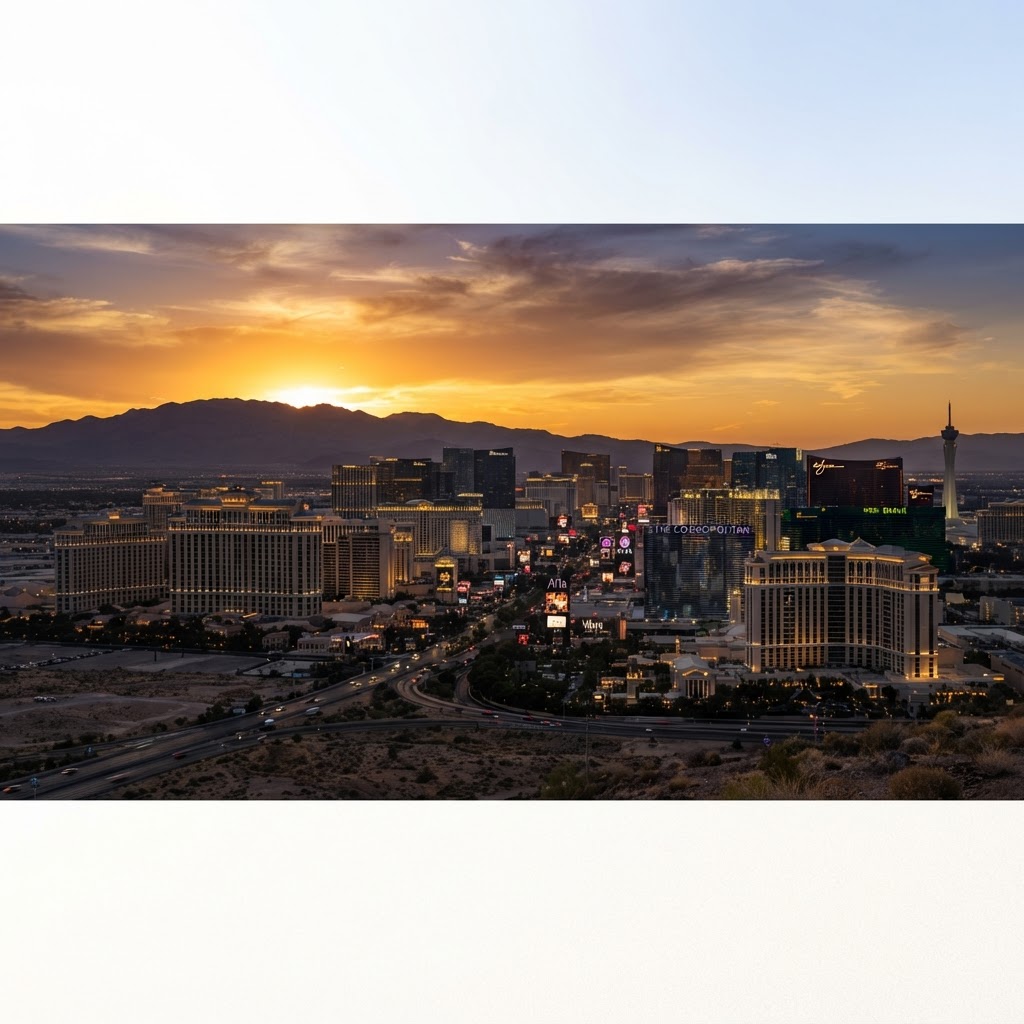Las Vegas skyline at sunset