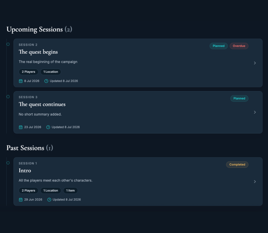 Session Timeline showcase preview