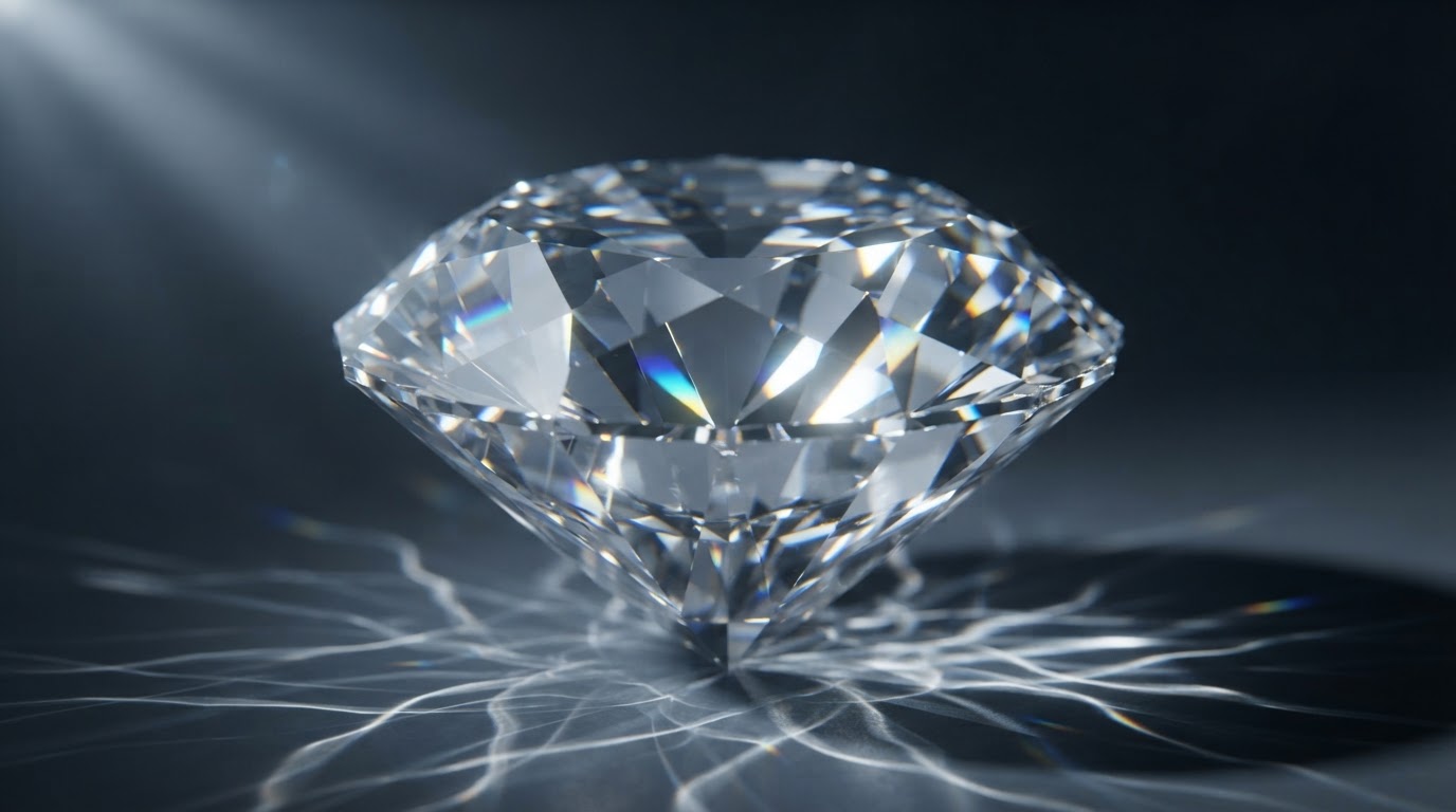 Extreme macro close-up of Moissanite gemstone facets showing precision cut and light dispersion
