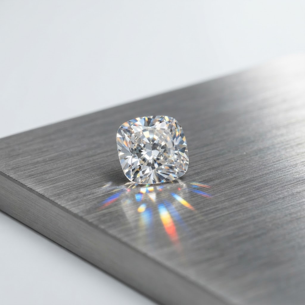 VVS moissanite gemstone showing fire and brilliance, representing CLEARCUTVVS lab-created jewelry