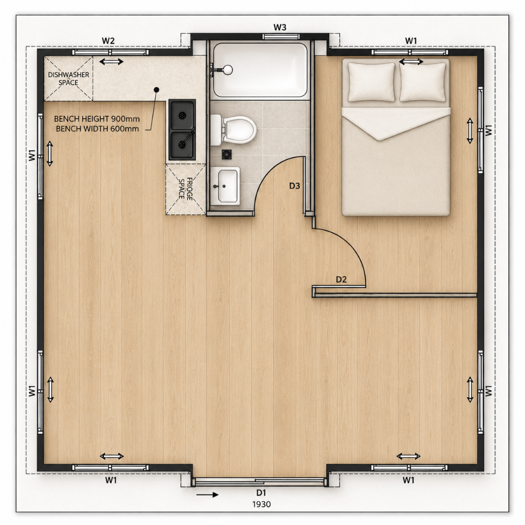 Halo One Bedroom floor plan