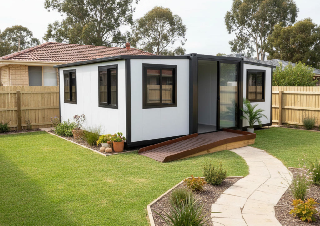 Indoor / Outdoor Living — direct transition from interior to deck and garden.