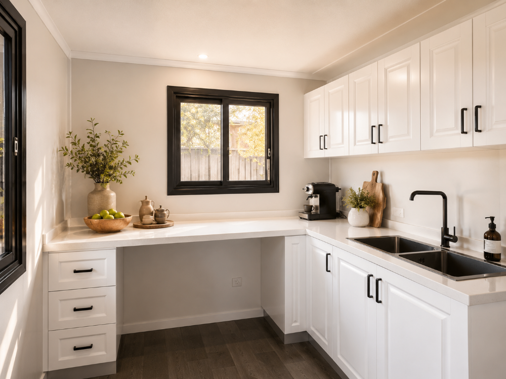 Kitchen — Full-size kitchen with premium appliances and quality benchtops.