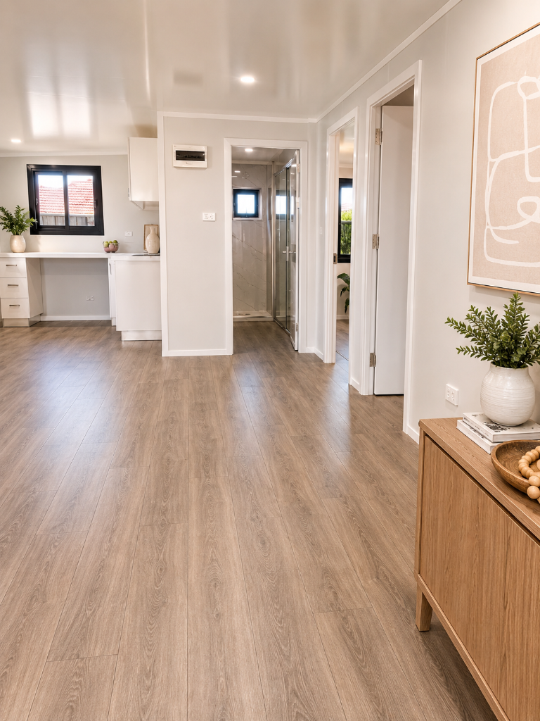 Connected Living — Open-plan flow connecting kitchen, dining and lounge areas.