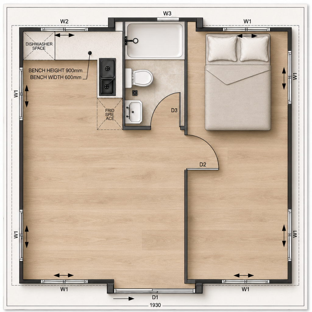 Halo One XL Bedroom floor plan