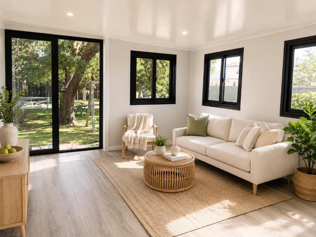 Designed Around Everyday Life — open-plan living space with natural light.