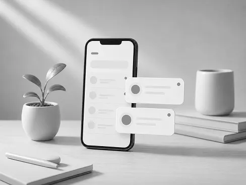 3D mobile app interface with push notifications for growing businesses