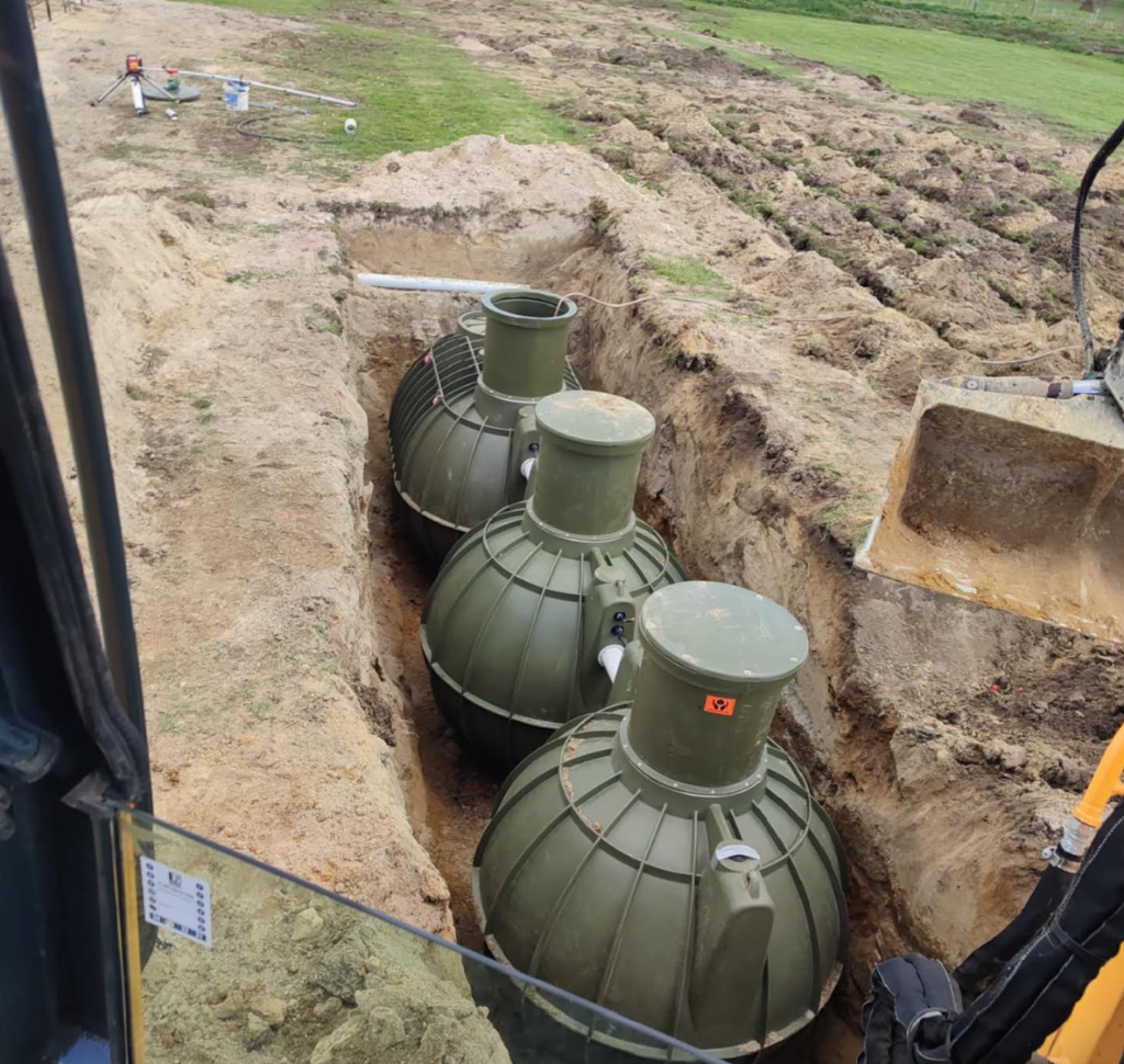 Septic tanks installed in an excavated trench on a rural Bay of Plenty property