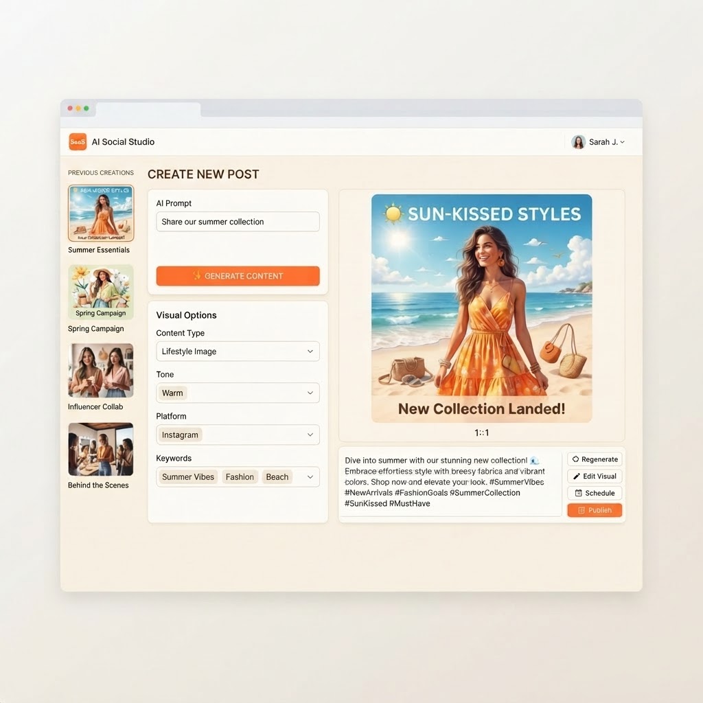 Creative Suite generating a social media post from a prompt