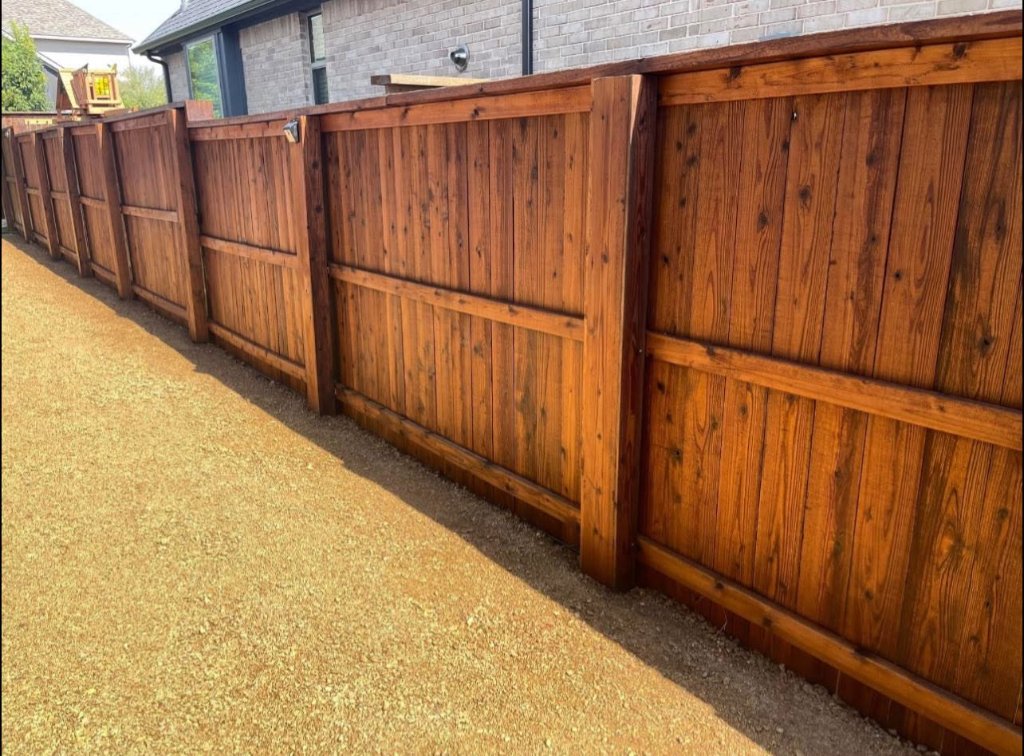 Exterior wood beam staining project in Denison TX