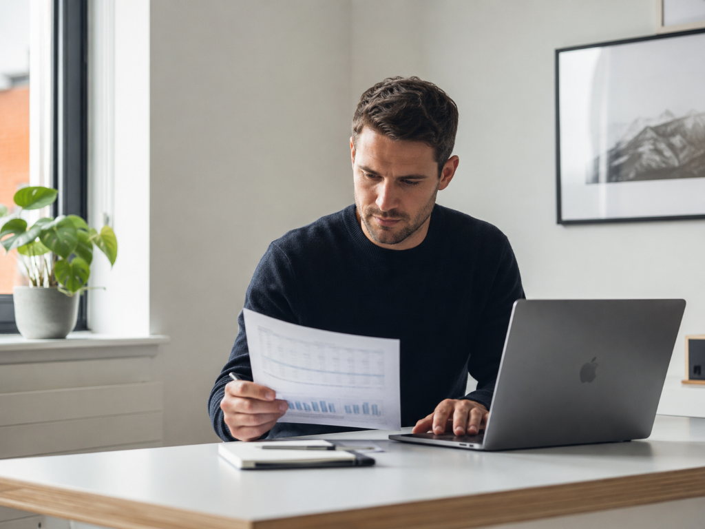 Homme concentré à son bureau