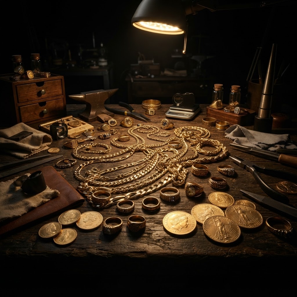 Joyería y monedas de oro