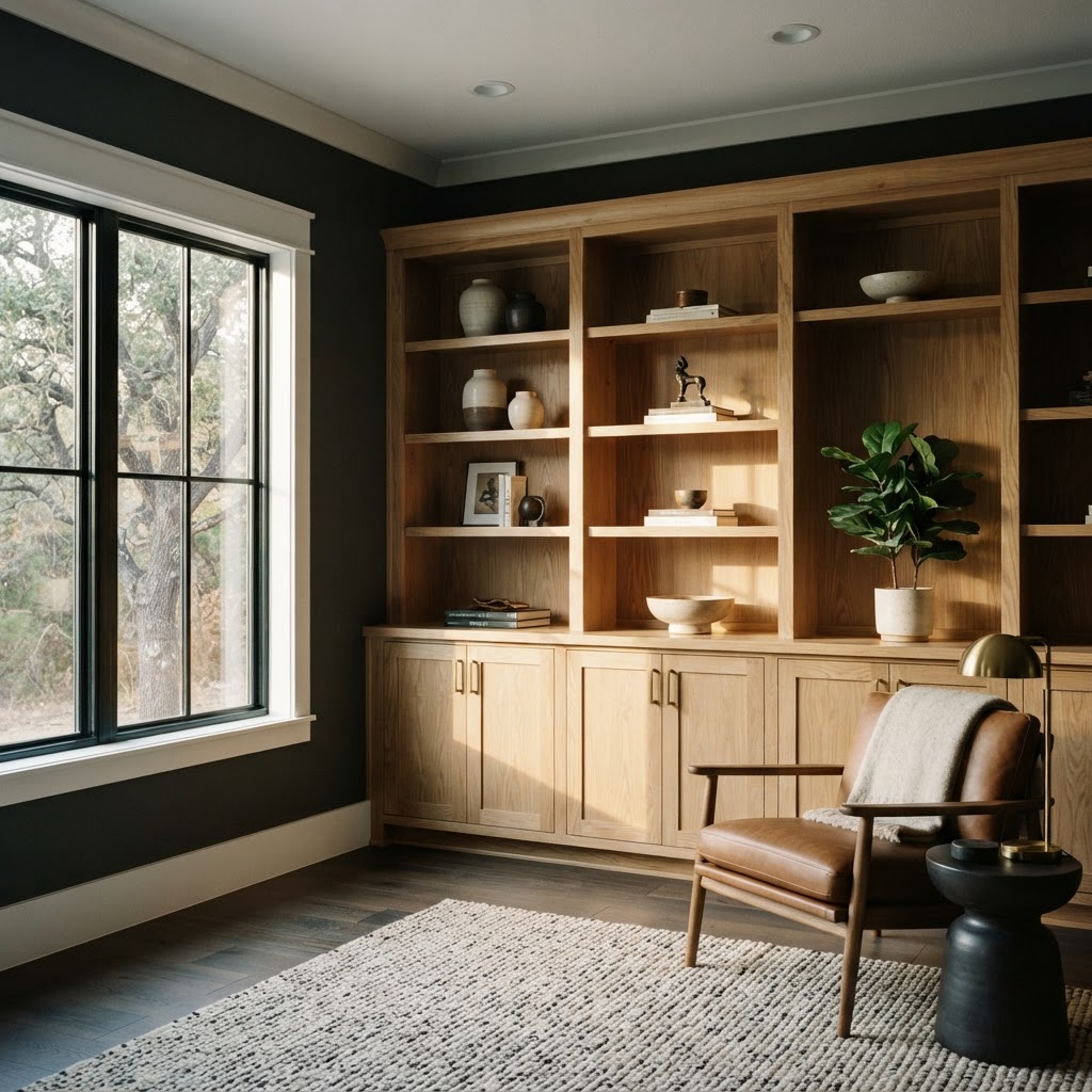Custom carpentry and finish work in a North Texas home by Rooted & Built Co.
