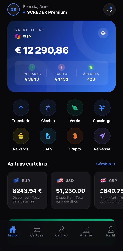 SCREDER App - Ecrã principal