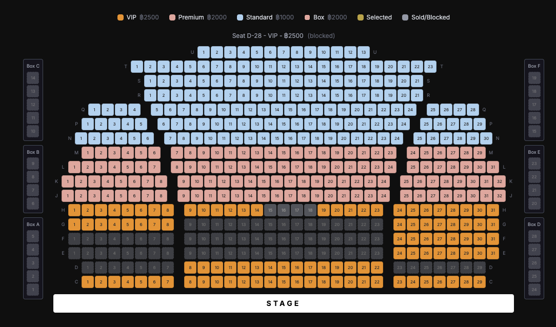 Aksra Theatre seating plan