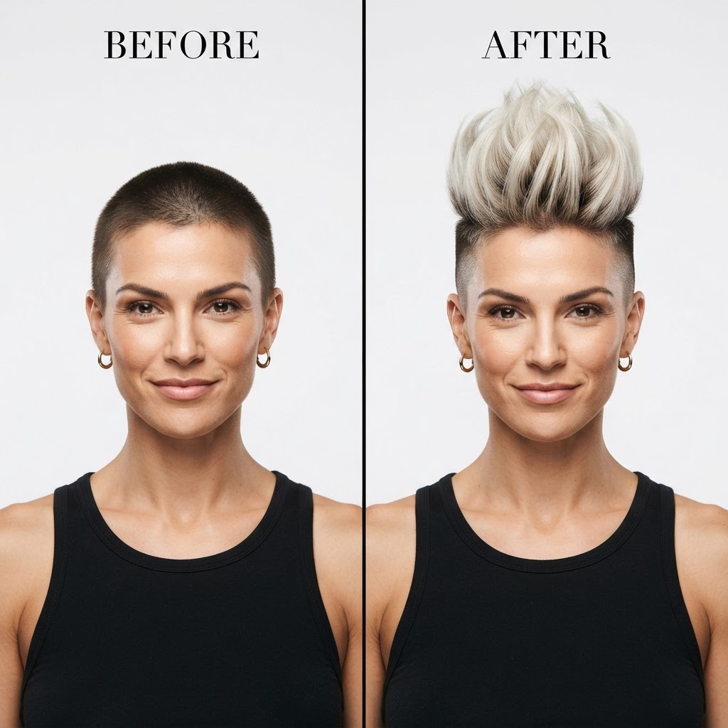 Luxury Mohawk — Before → After transformation at The Hair Extension Room