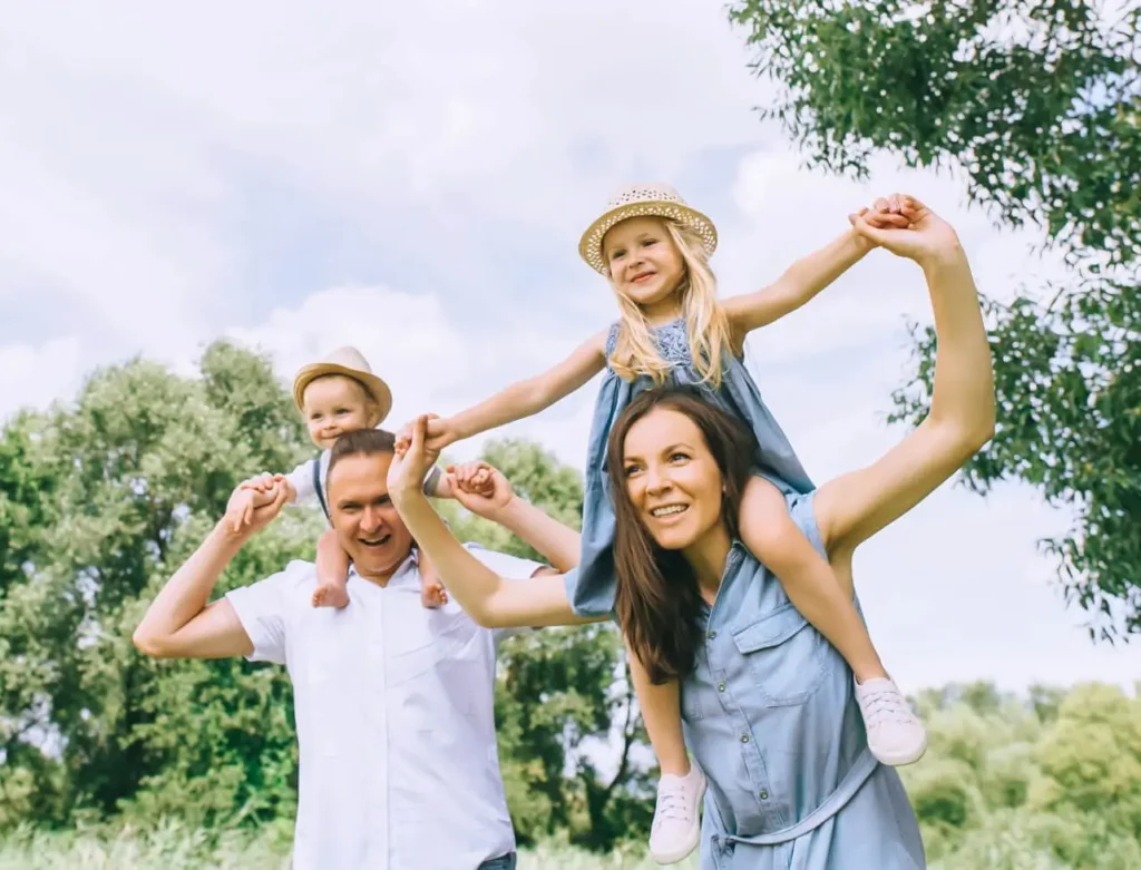 A family enjoying time together in a park