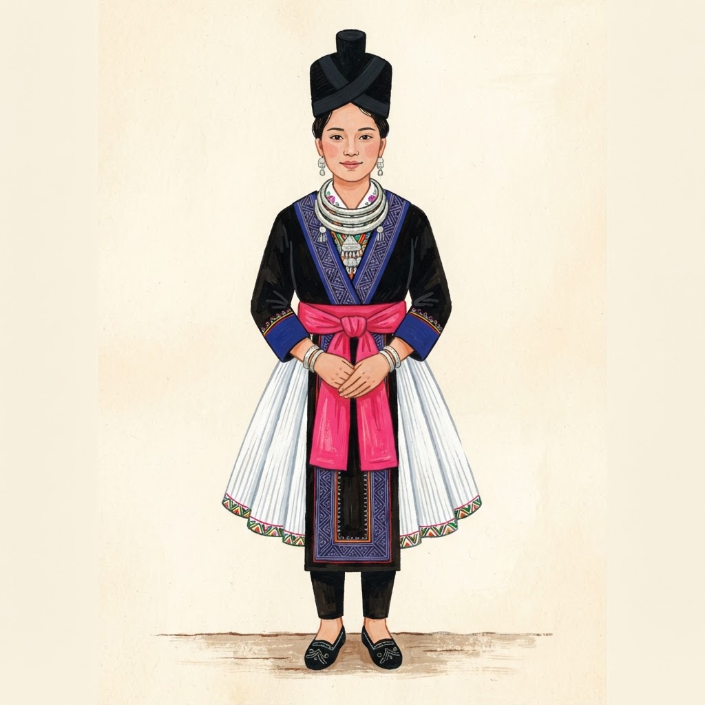 White Hmong, Sayaboury (Laos) traditional clothing