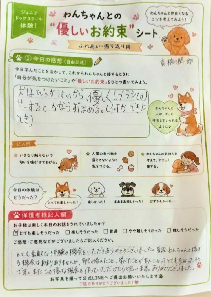みんなに体験の感想を書いてもらいました♪