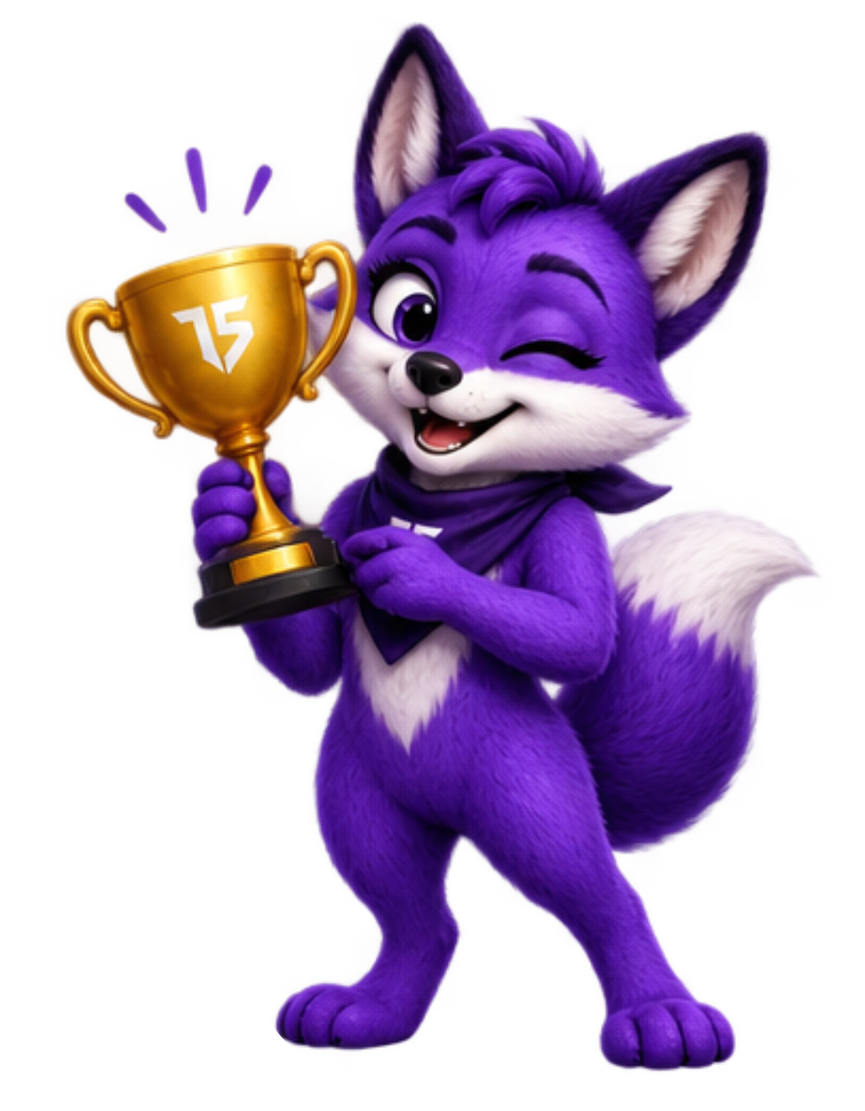 Trixy holding a trophy — celebrating results