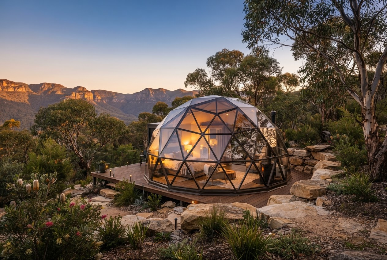 Starview Dome — A geodesic glass dome for luxury glamping, wellness retreats, eco-tourism, stargazing accommodation, and premium Airbnb experiences.