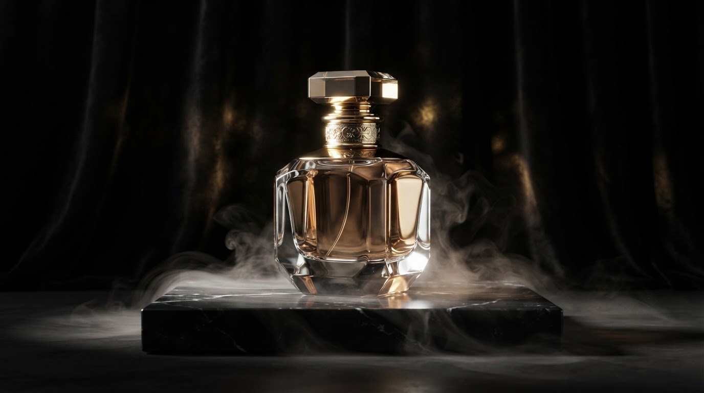 BERGYARD luxury perfume bottle in dramatic lighting