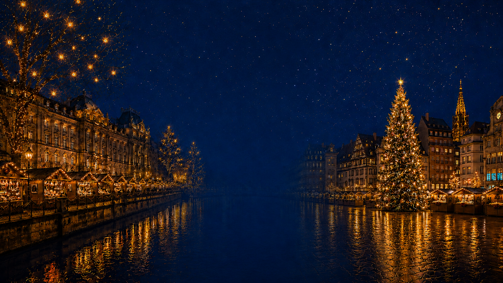 Strasbourg Christmas Market at night