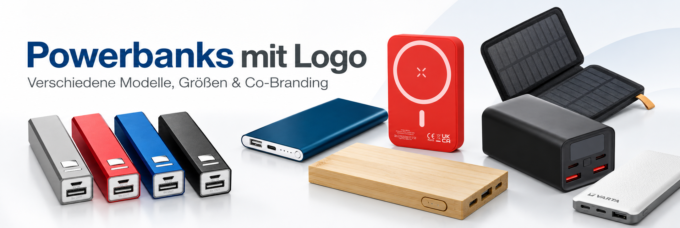Powerbank mit Logo – verschiedene Modelle, Größen und Co-Branding