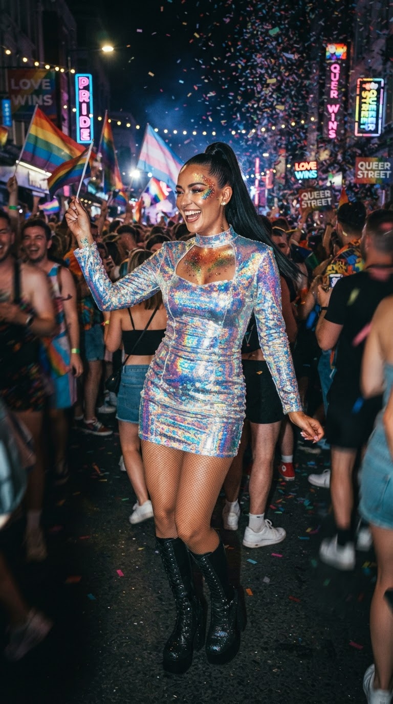 Holographic Iridescent Mini Dress
