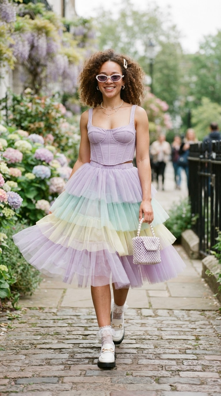 The Pastel Dreamer - Pride outfit idea featuring ethereal tulle and soft lavender tones