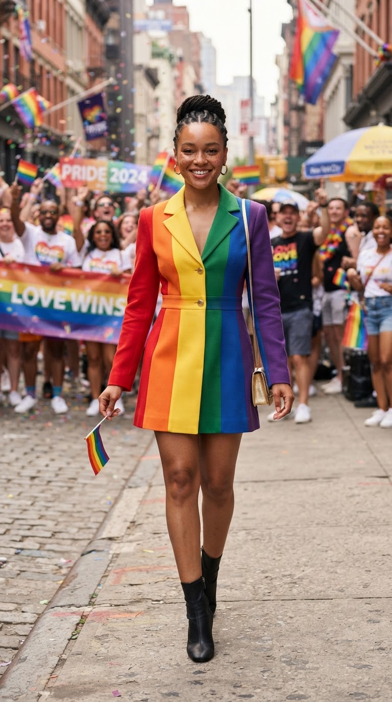 Pride event outfit idea: Color-Block Blazer Dress