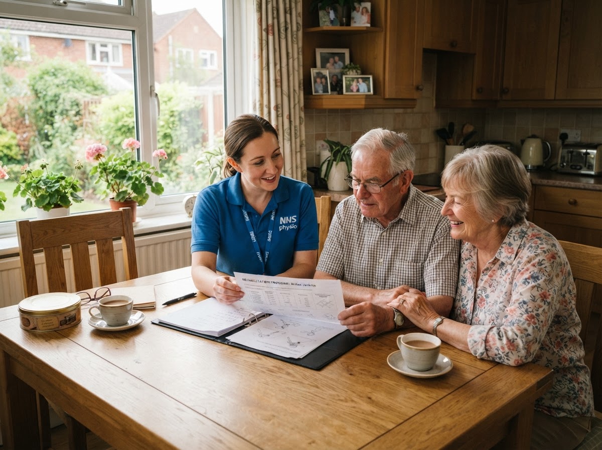 Physiotherapist reviewing rehabilitation plan with patient