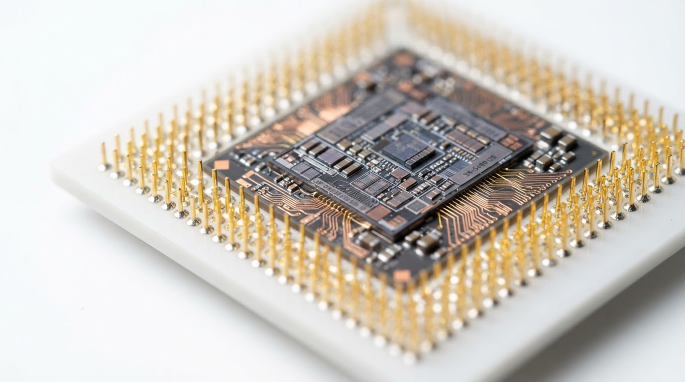 Macro close-up of a high-end microprocessor