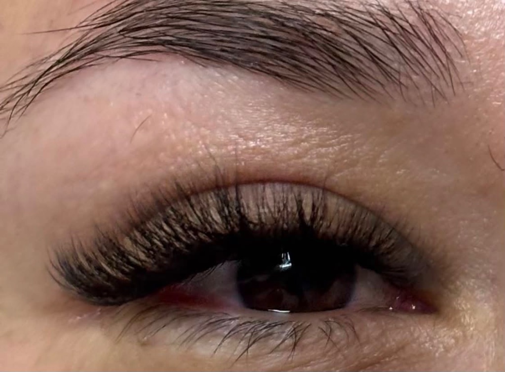Volume lash extensions brown eye