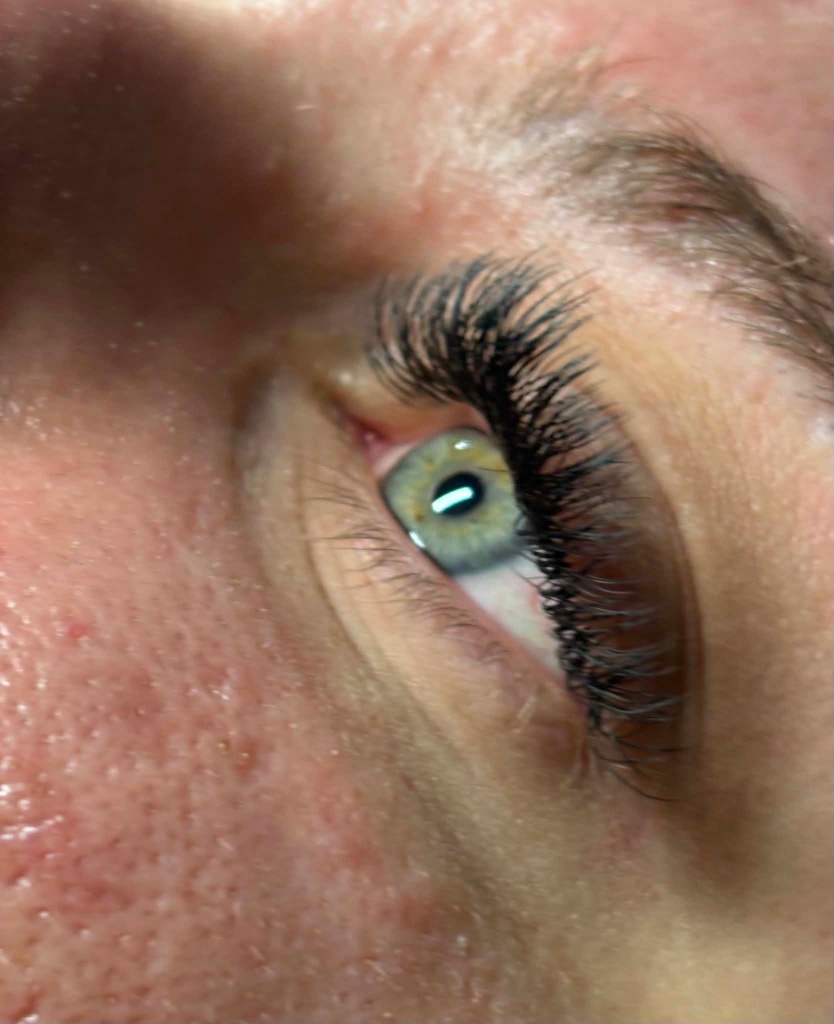 Lash extensions green eye