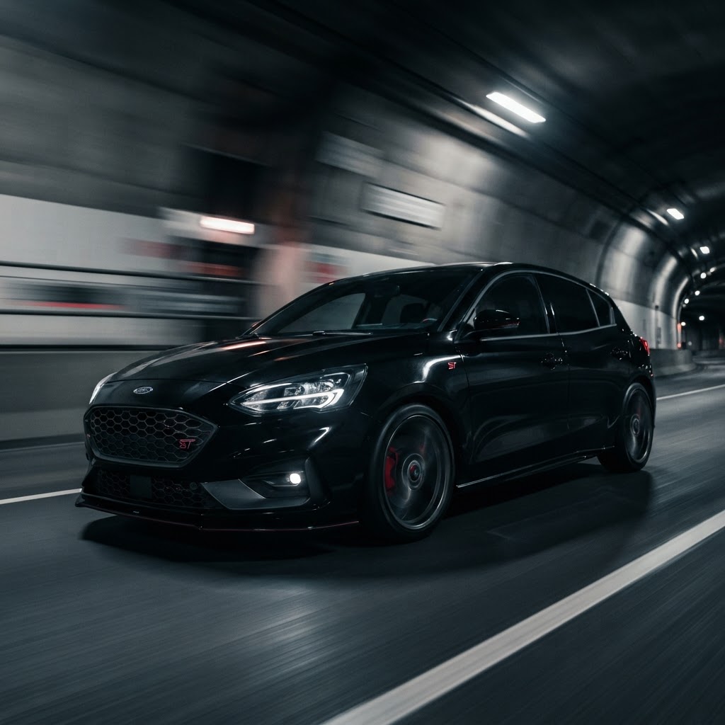Ford Focus ST performance hatchback in motion