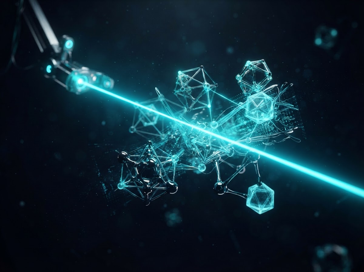 Representación abstracta de un escáner de diagnóstico analizando estructuras de datos