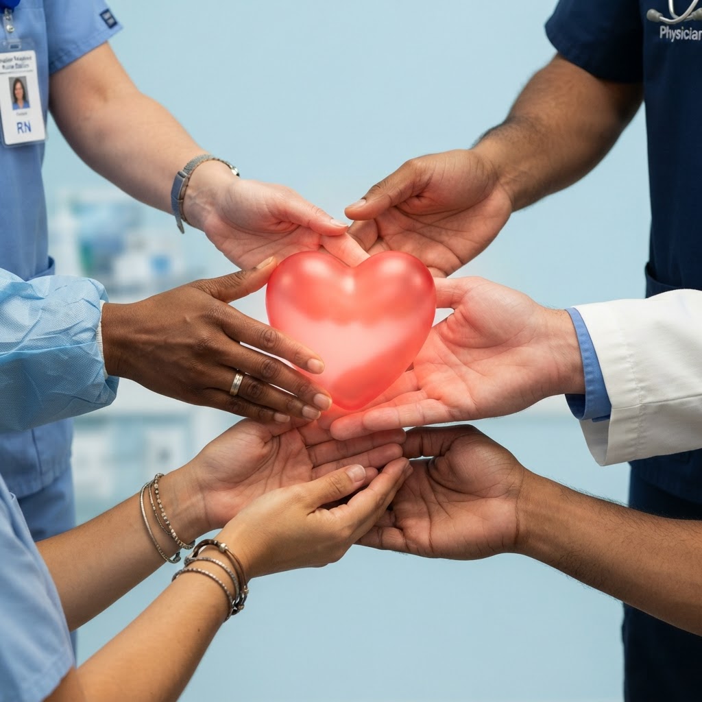 Healthcare professional holding a heart
