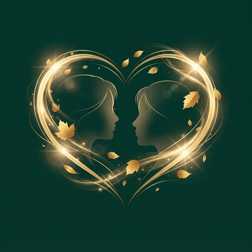 Two glowing hearts — the one receiving care and the one giving it