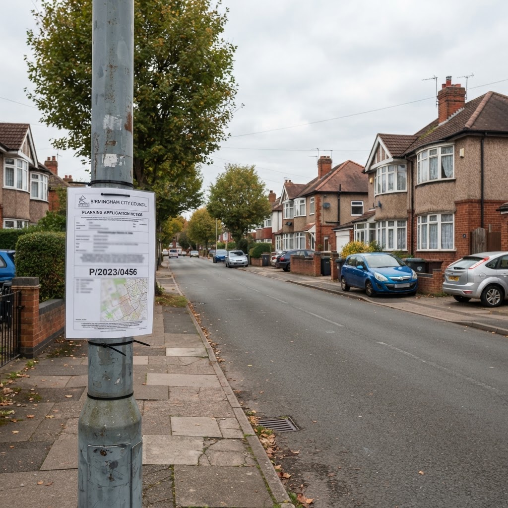 Planning notice on a local street