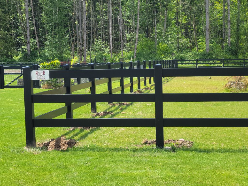 Ranch Rail Fencing — Black Vinyl · 3-Rail · Pasture