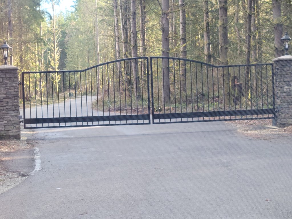 Estate Entry Gate — Ornamental Iron · Arched · Double Swing