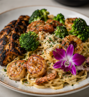 Salmon w/ Shrimp, & Broccoli Pasta